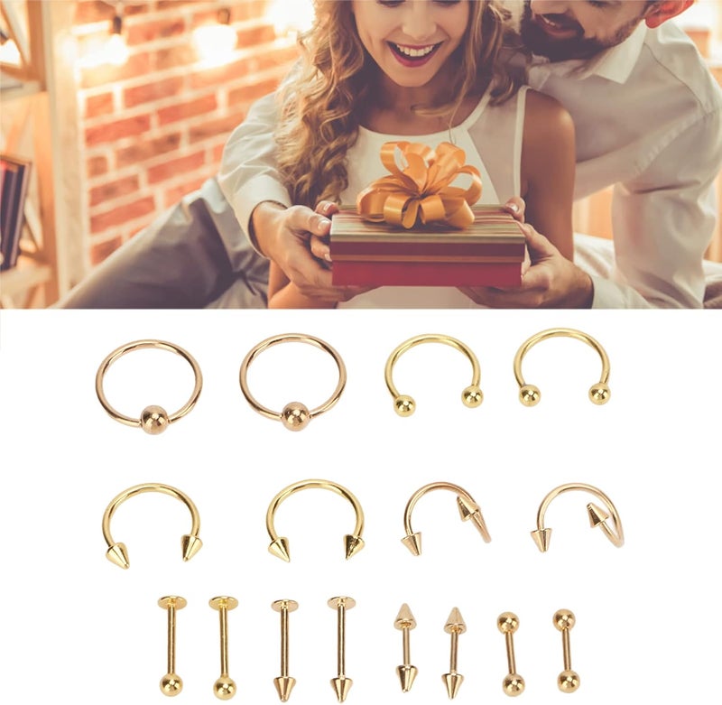 woobles Nose Rings Multipurpose Nose Stud Set Exquisite and Beautiful Safe for Everyday wear Gold - Image 2